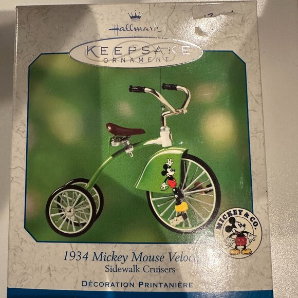 576. NWT 2001 Hallmark Keepsake Ornament 1934 Mickey Mouse Velocipede Tricycle - Picture 3 of 4
